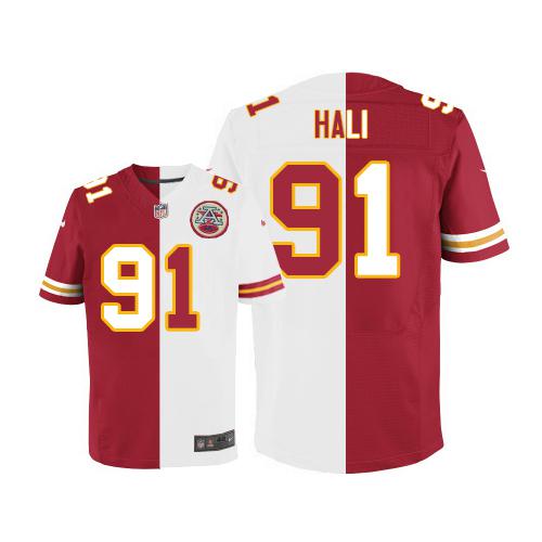 Nike Chiefs #91 Tamba Hali Red/White Men's Stitched NFL Elite Split Jersey